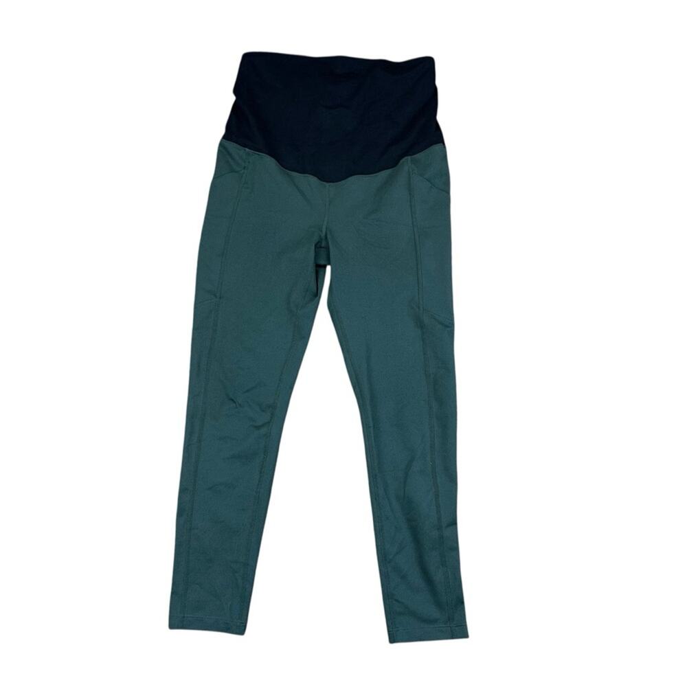 Zella Maternity Teal and Black Cropped Leggings size Medium Pockets